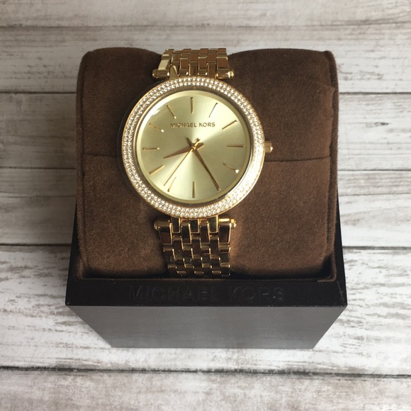 Michael Kors Accessories - NWT Michael Kors gold and rhinestone watch